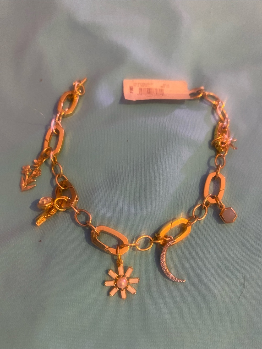 Kendra Scott Gold Charm Bracelet with Daisy & Crescent Charms